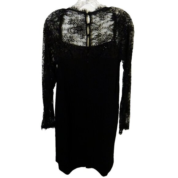 Chetta B. Evening Pre-loved Black Size 12 Long Lace Sleeve Polyester Blend Dress - Picture 8 of 13